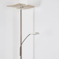 Lampadaire à vasque Thyolo LED Acier brossé, 2 lumières