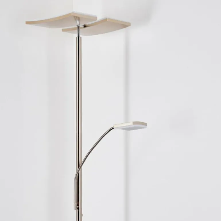 Lampadaire à vasque Thyolo LED Acier brossé, 2 lumières