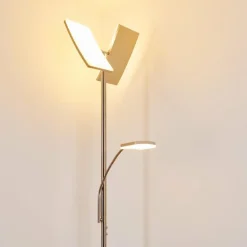 Lampadaire à vasque Thyolo LED Acier brossé, 2 lumières