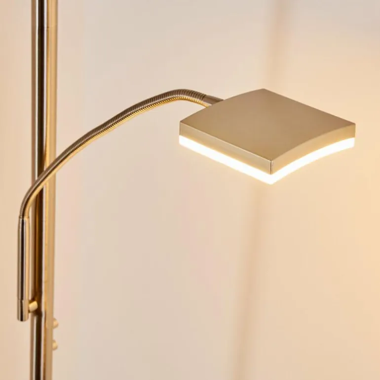 Lampadaire à vasque Thyolo LED Acier brossé, 2 lumières