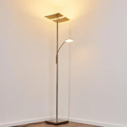 Lampadaire à vasque Thyolo LED Acier brossé, 2 lumières