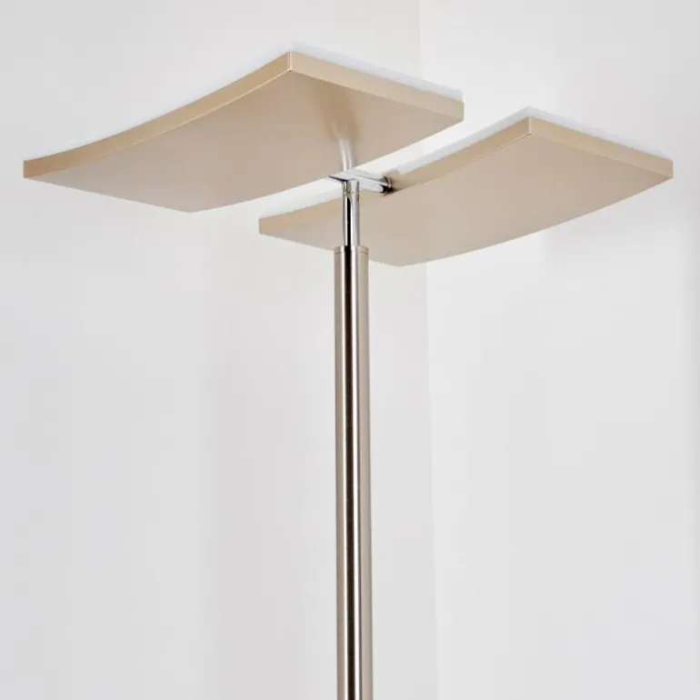 Lampadaire à vasque Thyolo LED Acier brossé, 2 lumières