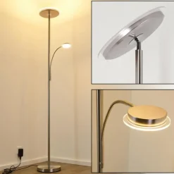Lampadaire à vasque Veteli LED Chrome, Nickel mat, 2 lumières