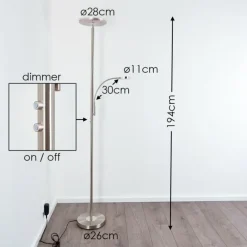 Lampadaire à vasque Veteli LED Chrome, Nickel mat, 2 lumières