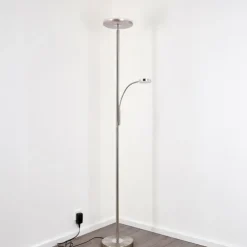 Lampadaire à vasque Veteli LED Chrome, Nickel mat, 2 lumières