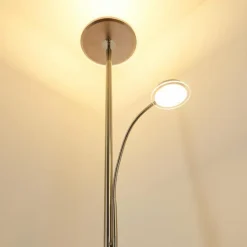 Lampadaire à vasque Veteli LED Chrome, Nickel mat, 2 lumières