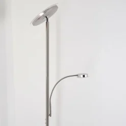 Lampadaire à vasque Veteli LED Chrome, Nickel mat, 2 lumières