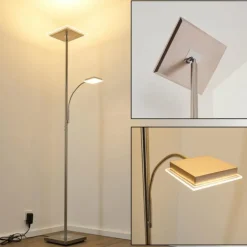 Lampadaire à vasque Veteli LED Chrome, Nickel mat, 2 lumières