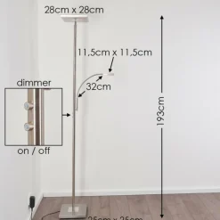 Lampadaire à vasque Veteli LED Chrome, Nickel mat, 2 lumières