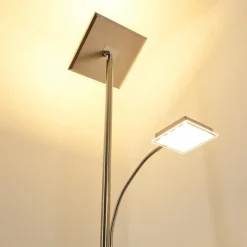 Lampadaire à vasque Veteli LED Chrome, Nickel mat, 2 lumières