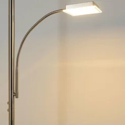 Lampadaire à vasque Veteli LED Chrome, Nickel mat, 2 lumières