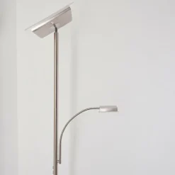 Lampadaire à vasque Veteli LED Chrome, Nickel mat, 2 lumières