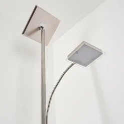 Lampadaire à vasque Veteli LED Chrome, Nickel mat, 2 lumières