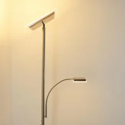 Lampadaire à vasque Veteli LED Chrome, Nickel mat, 2 lumières