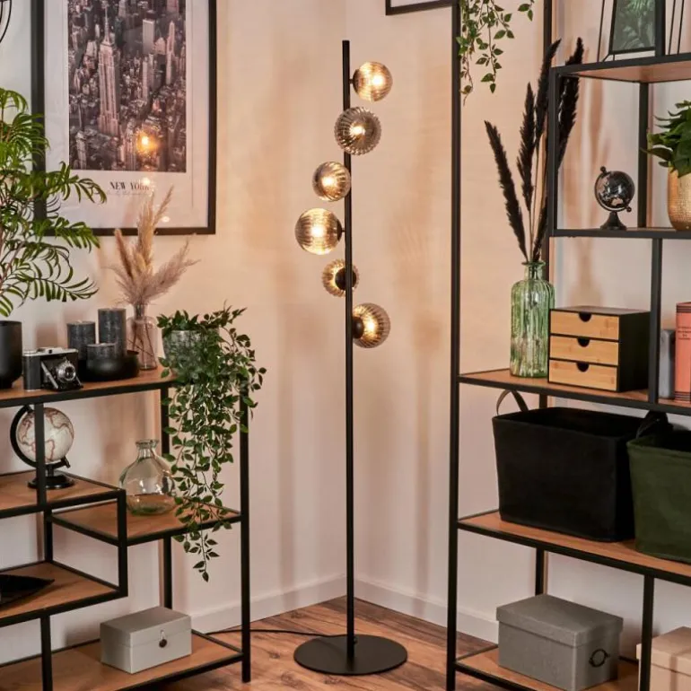 Lampadaire - Verre 10 cm, 12 cm Remaisnil Fumé, 6 lumières