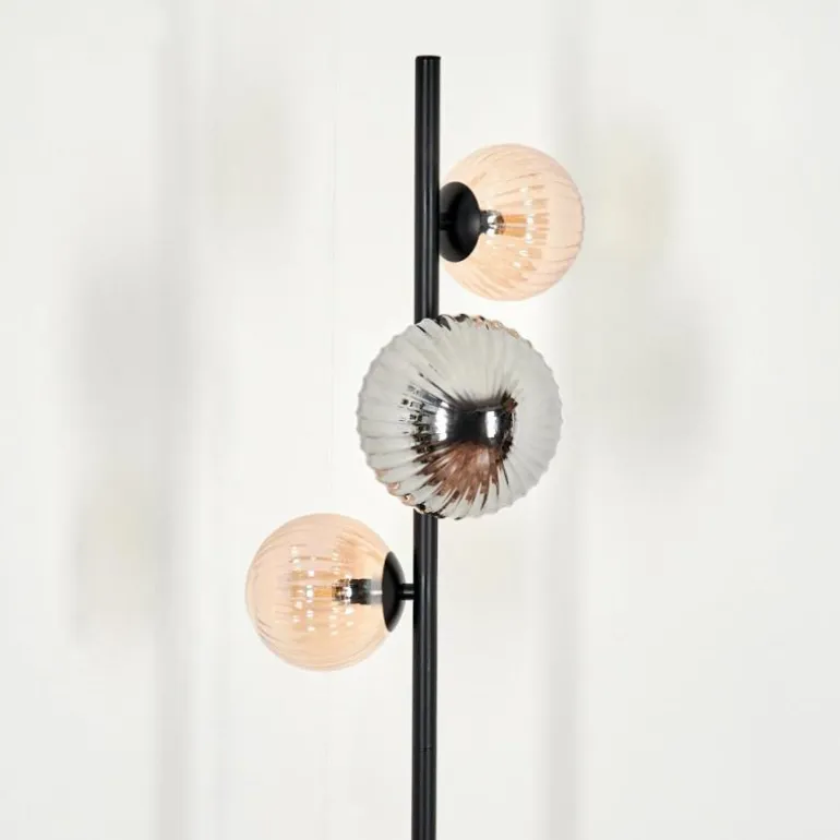 Lampadaire - Verre 12 cm, 15 cm Remaisnil Noir, 3 lumières