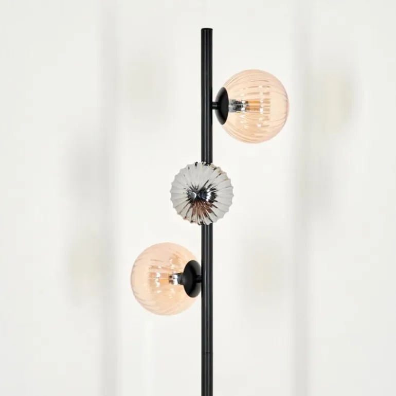 Lampadaire - Verre 10 cm, 12 cm Remaisnil Noir, 3 lumières