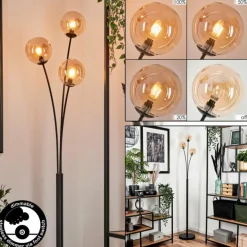 Lampadaire - Verre 12 cm Bernado Ambre, 3 lumières