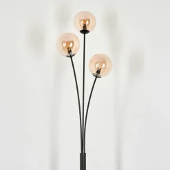 Lampadaire - Verre 12 cm Bernado Ambre, 3 lumières