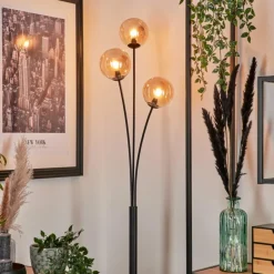 Lampadaire - Verre 12 cm Bernado Ambre, 3 lumières