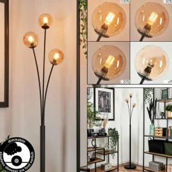 Lampadaire - Verre 10 cm Bernado Ambre, 3 lumières