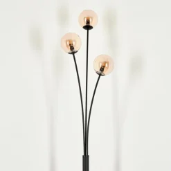 Lampadaire - Verre 10 cm Bernado Ambre, 3 lumières