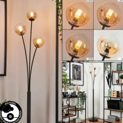 Lampadaire - Verre 10 cm Bernado Ambre, 3 lumières