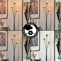 Lampadaire - Verre 10 cm Bernado Ambre, 3 lumières