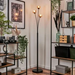 Lampadaire - Verre 10 cm Bernado Ambre, 3 lumières