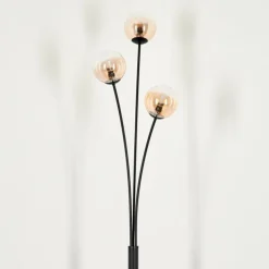Lampadaire - Verre 10 cm Bernado Ambre, 3 lumières