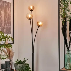 Lampadaire - Verre 10 cm Bernado Ambre, 3 lumières
