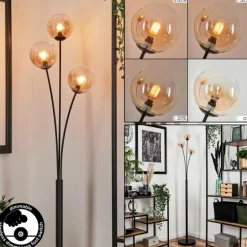 Lampadaire - Verre 12 cm Bernado Ambre, 3 lumières