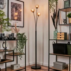 Lampadaire - Verre 12 cm Bernado Ambre, 3 lumières