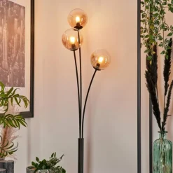 Lampadaire - Verre 12 cm Bernado Ambre, 3 lumières