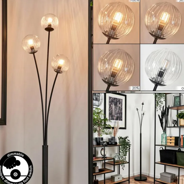 Lampadaire - Verre 10 cm Bernado Clair, 3 lumières