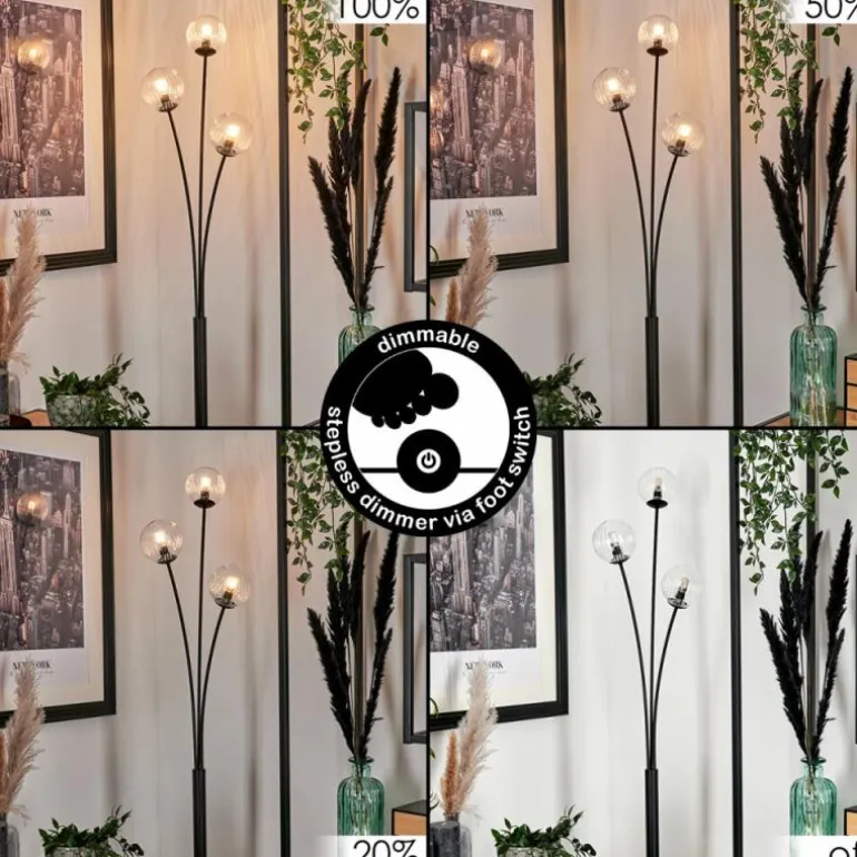 Lampadaire - Verre 10 cm Bernado Clair, 3 lumières