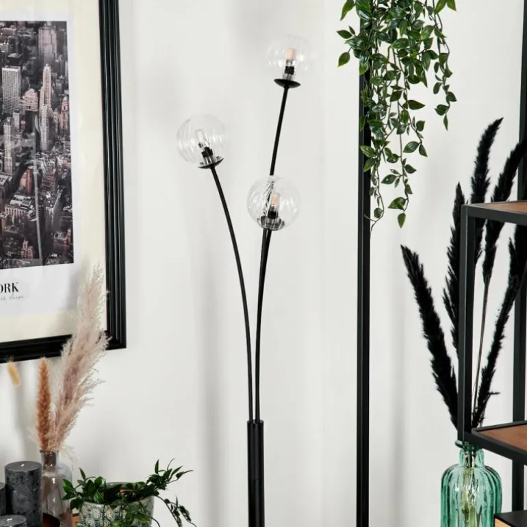 Lampadaire - Verre 10 cm Bernado Clair, 3 lumières