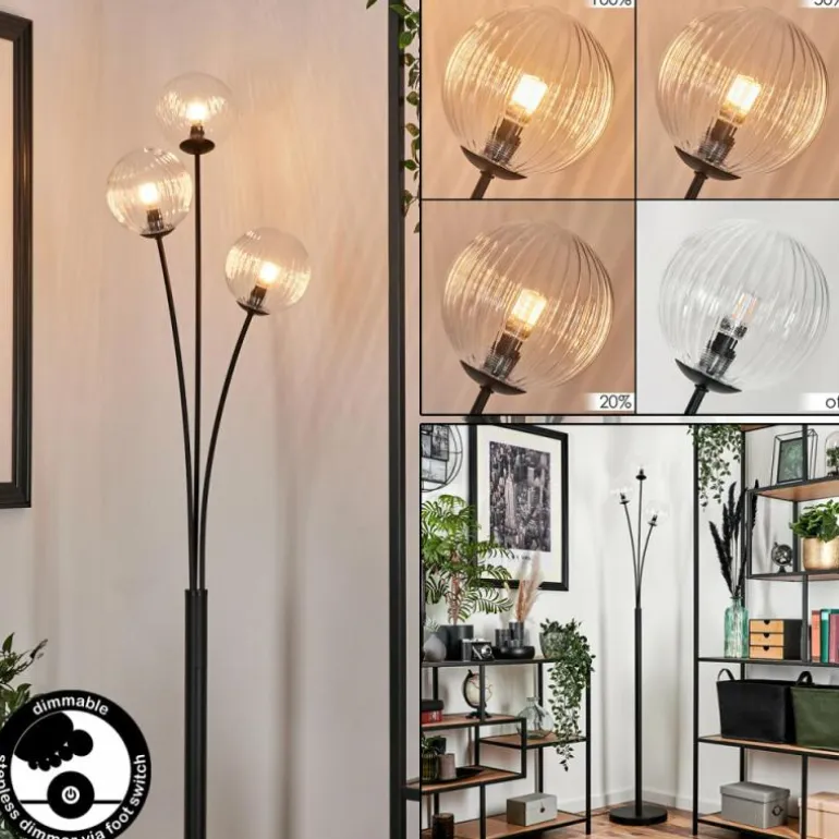 Lampadaire - Verre 12 cm Bernado Clair, 3 lumières