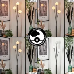 Lampadaire - Verre 10 cm Bernado Blanc, 3 lumières