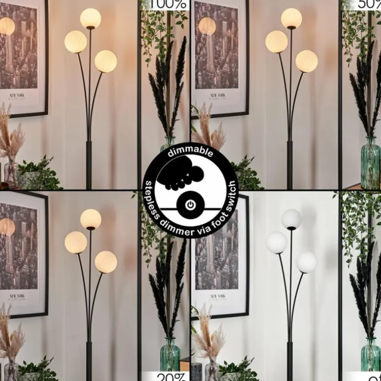 Lampadaire - Verre 12 cm Bernado Blanc, 3 lumières