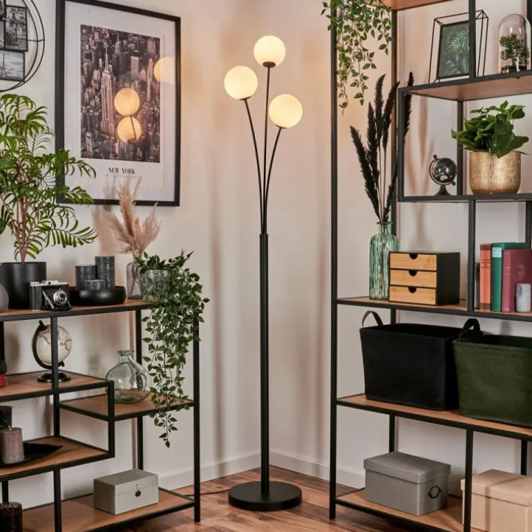 Lampadaire - Verre 12 cm Bernado Blanc, 3 lumières