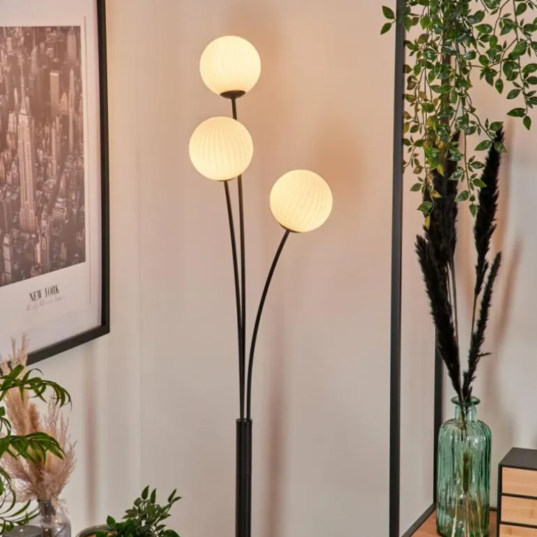 Lampadaire - Verre 12 cm Bernado Blanc, 3 lumières