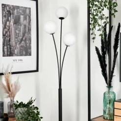 Lampadaire - Verre 12 cm Bernado Blanc, 3 lumières