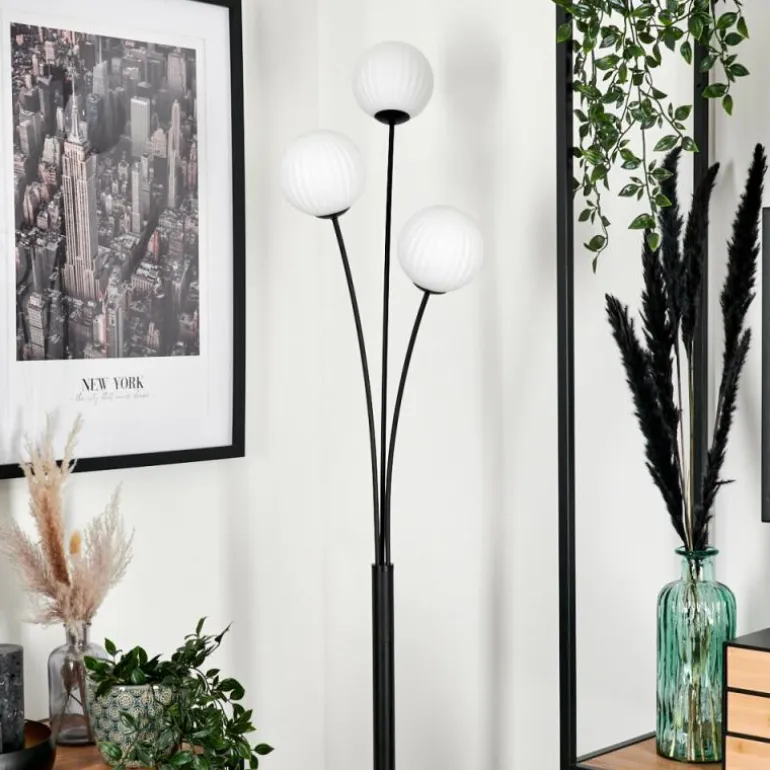Lampadaire - Verre 12 cm Bernado Blanc, 3 lumières