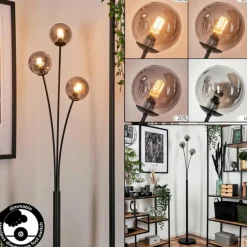 Lampadaire - Verre 10 cm Bernado Fumé, 3 lumières