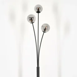Lampadaire - Verre 10 cm Bernado Fumé, 3 lumières