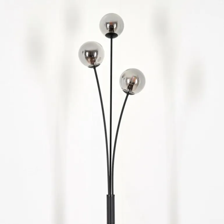 Lampadaire - Verre 10 cm Bernado Fumé, 3 lumières
