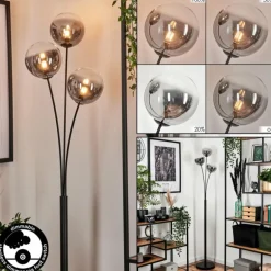 Lampadaire - Verre 15 cm Bernado Clair, Fumé, 3 lumières