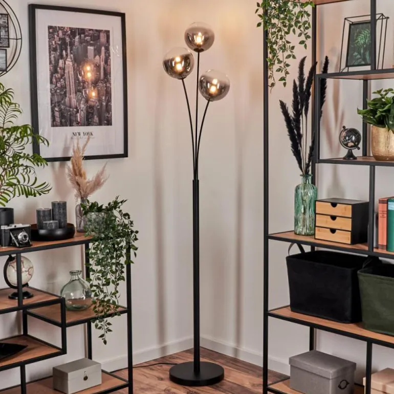 Lampadaire - Verre 15 cm Bernado Clair, Fumé, 3 lumières