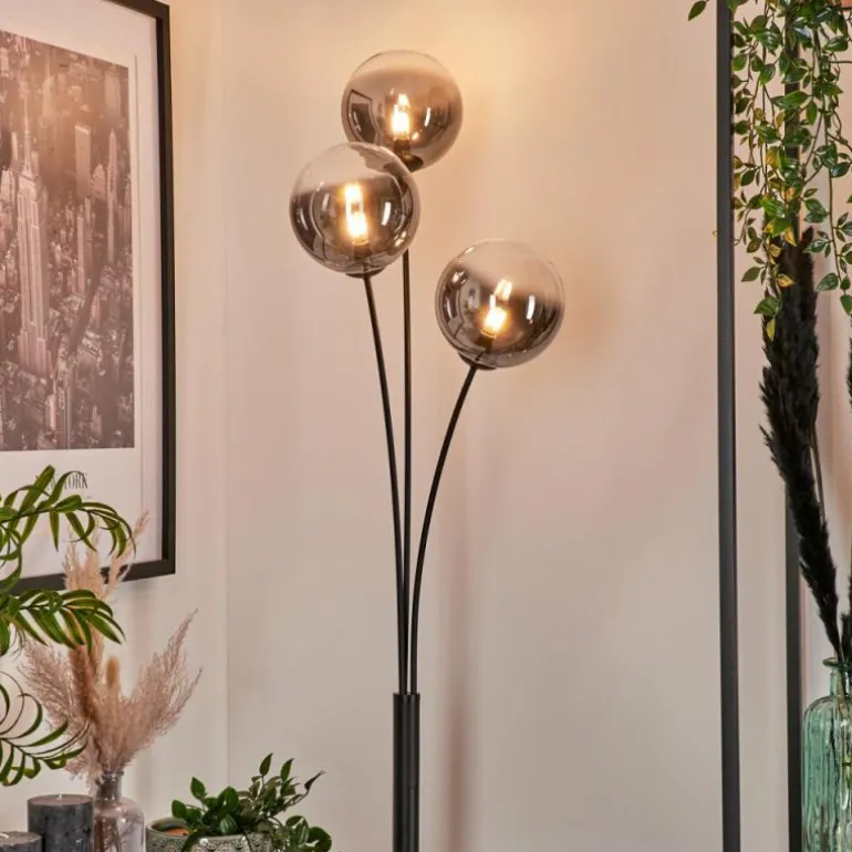 Lampadaire - Verre 15 cm Bernado Clair, Fumé, 3 lumières